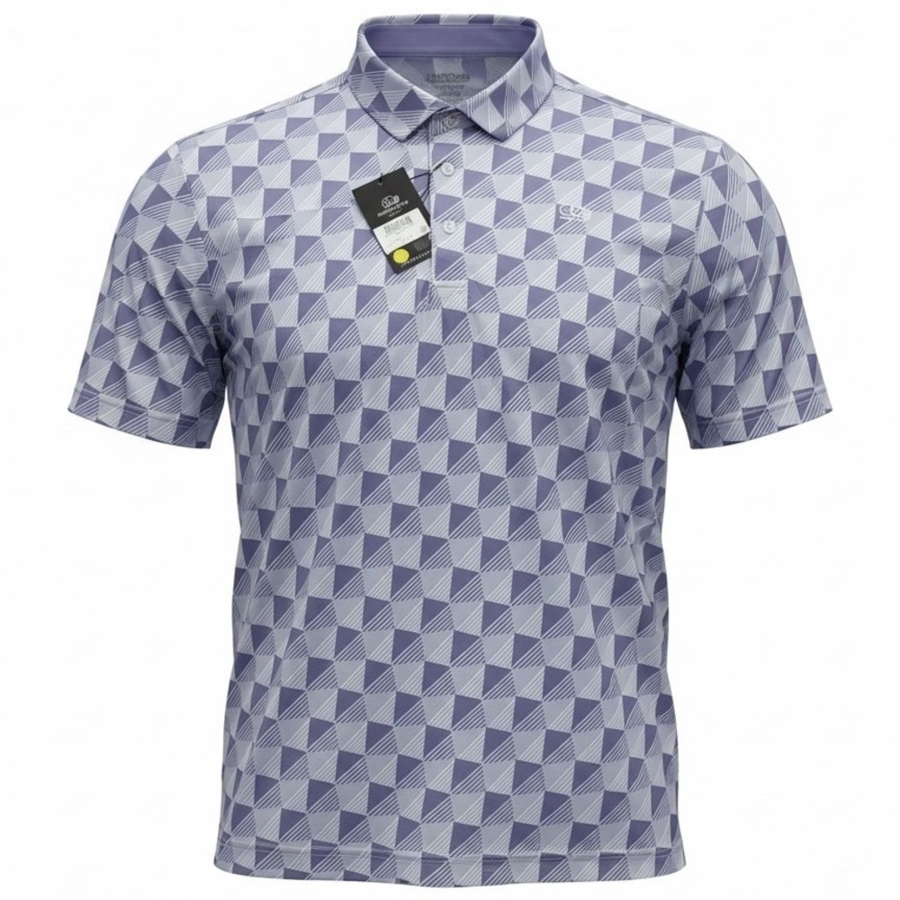 GOOD GOOD GOLF Mens Size 2XL Dynamic Polo Shirt Geometric Purple Short Sleeve